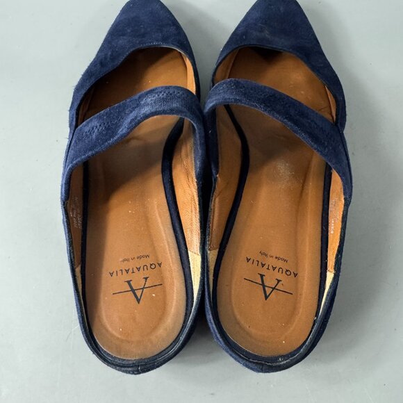 Aquatalia Made in Italy Navy Blue Suede Slide-in Sandals, Size 7 - Picture 7 of 13
